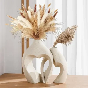 Heart Shaped Ceramic Vase Set of 2
