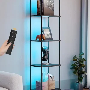 Color Changing Curio Cabinet Floor Lamp with Shelves